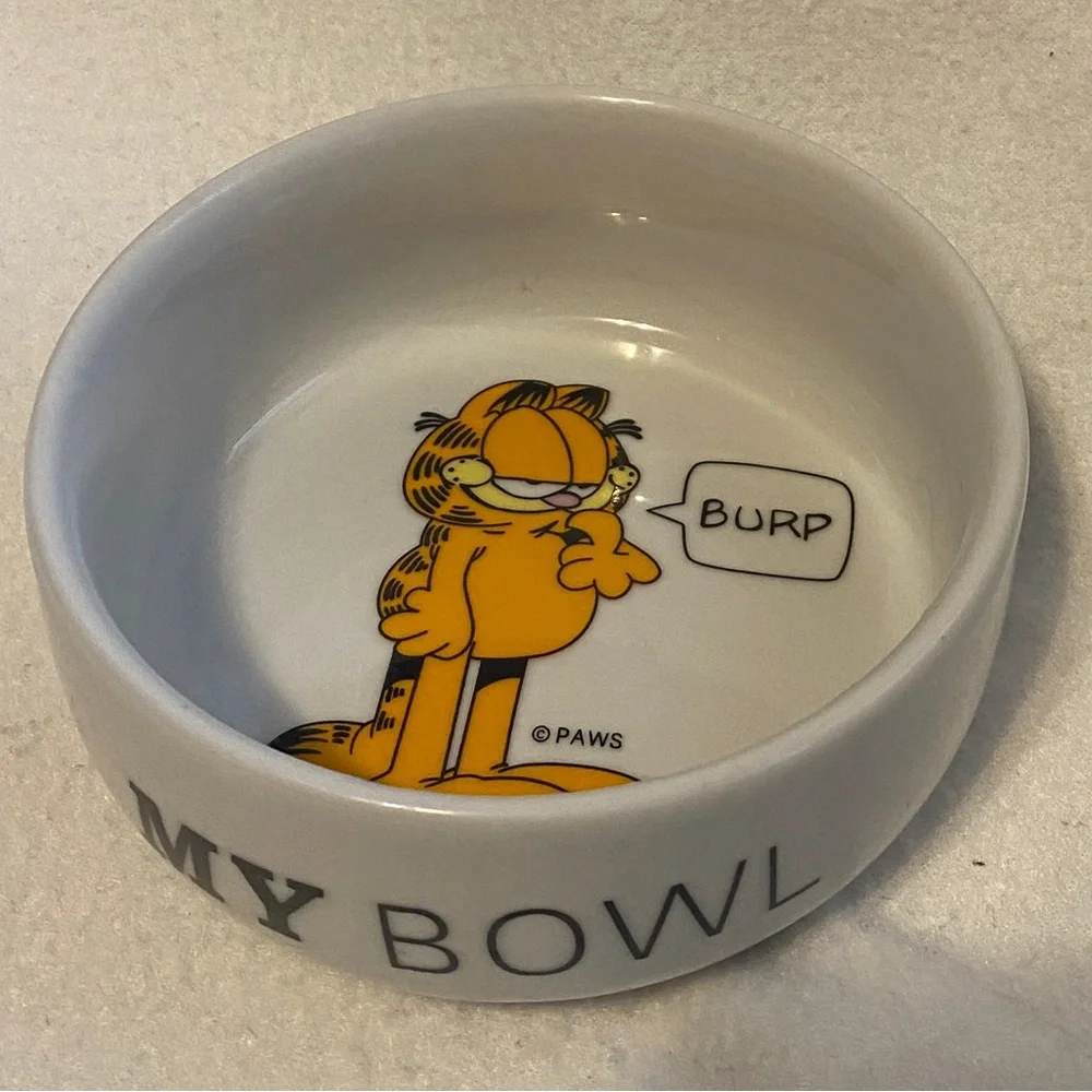 VINTAGE GARFIELD My Bowl Cat Dish Cartoons BURP PAWS.